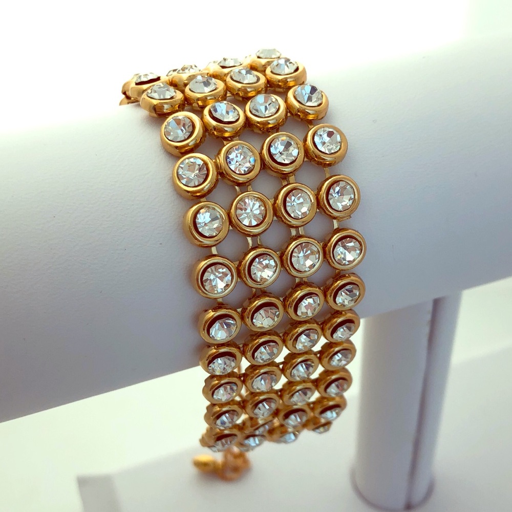 Faux diamond gold bracelet with lobster claw clasp